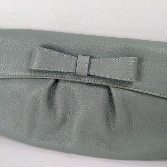 Claudia Firenze Leather clutch Sage with strap and bow - wedding prom purse - Picture 2 of 6